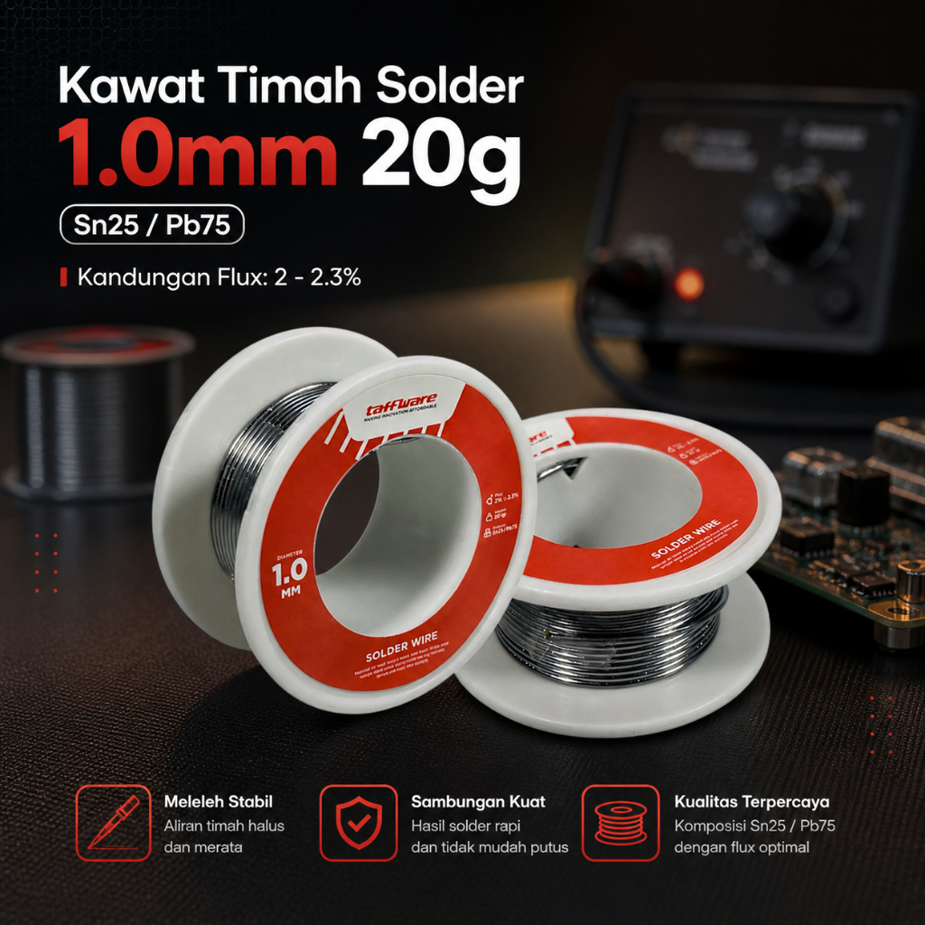 Kawat Timah Solder Flux Wire 1.0mm 20g - HD-1 - Silver
