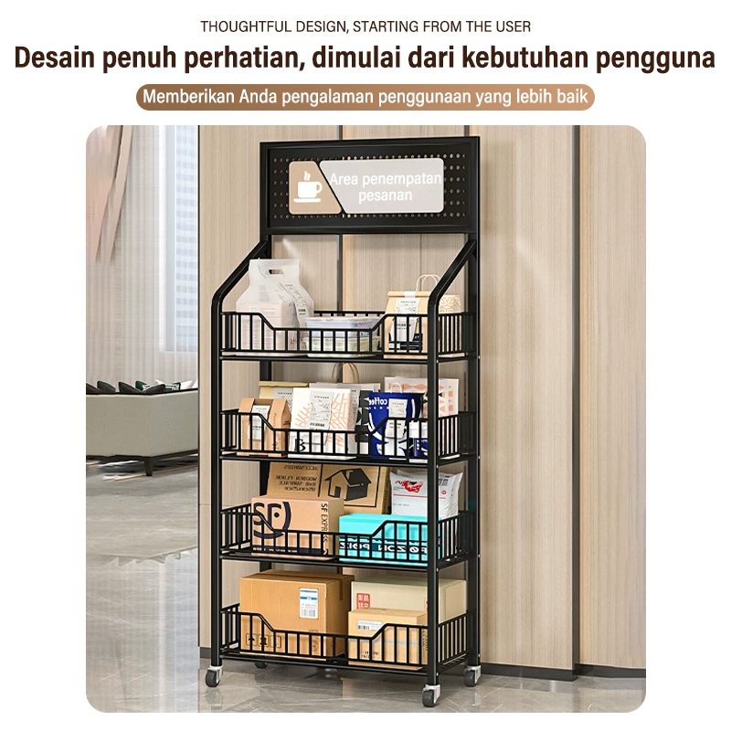 4/5tingkat-Rak Snack-Rak Toko Jajan / Rak Toko Jajan / Chiki Serbaguna / Rak Chiki Roda Portable