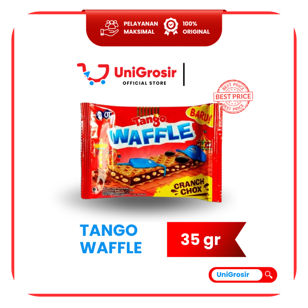 [UniGrosir] TANGO WAFFLE CRANCHOX CHOCOLATE WAFER RENYAH COKLAT COKELAT ~ 35 gr