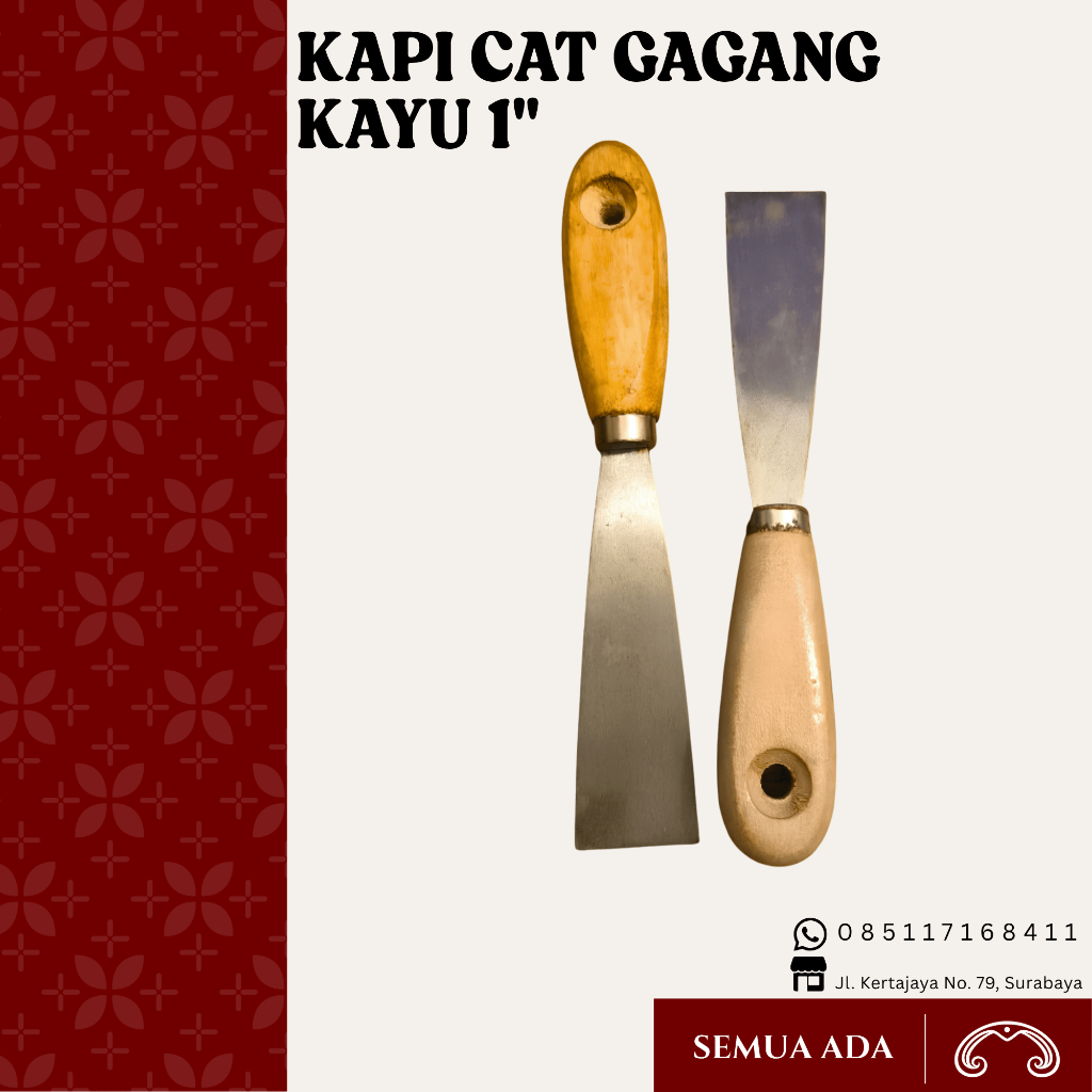 Kapi Cat Gagang Kayu 1" - Skrap Dempul Tembok Plamir Besi 1 Inch