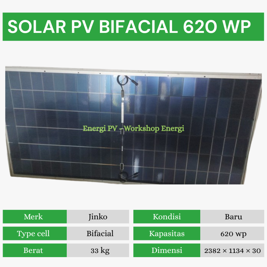 Solar Panel Jinko 620 WP Bifacial Double glass