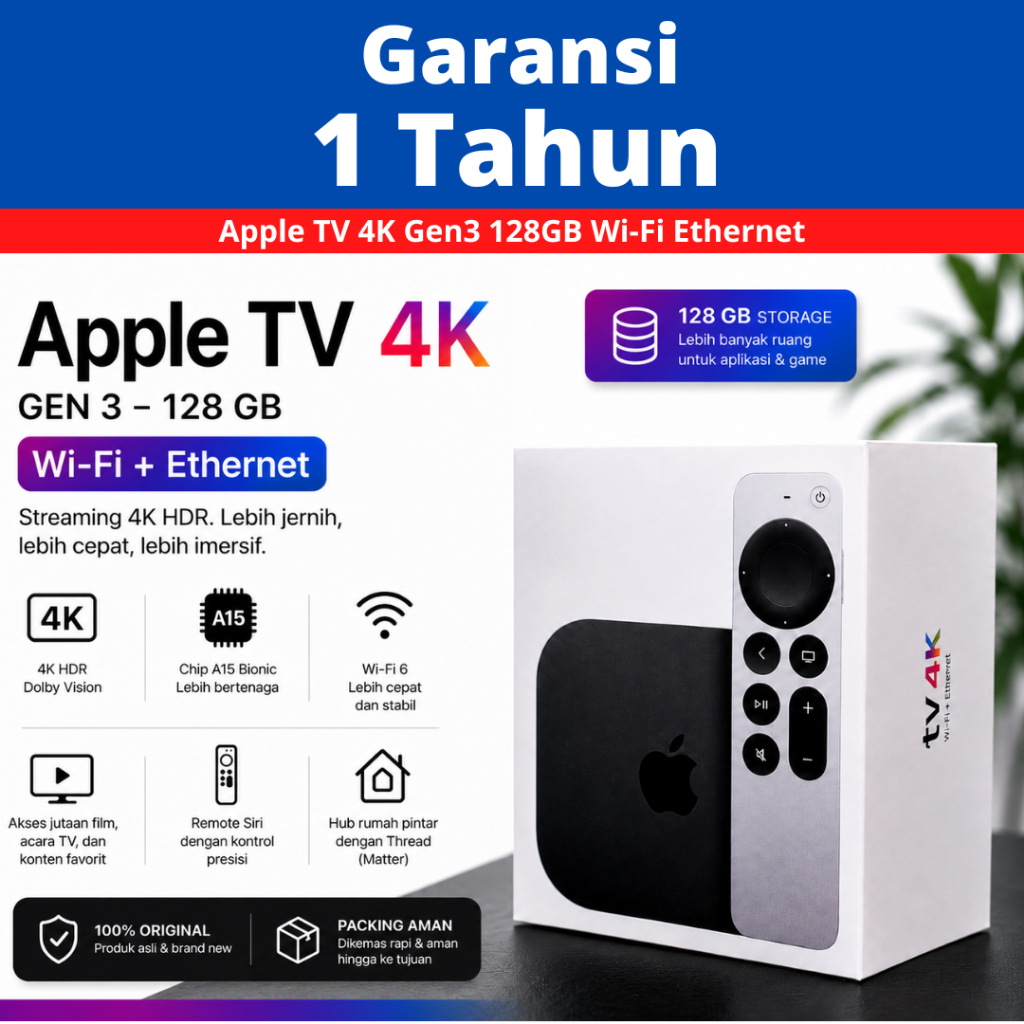 Apple TV 4K Gen 3 128GB WiFi Ethernet