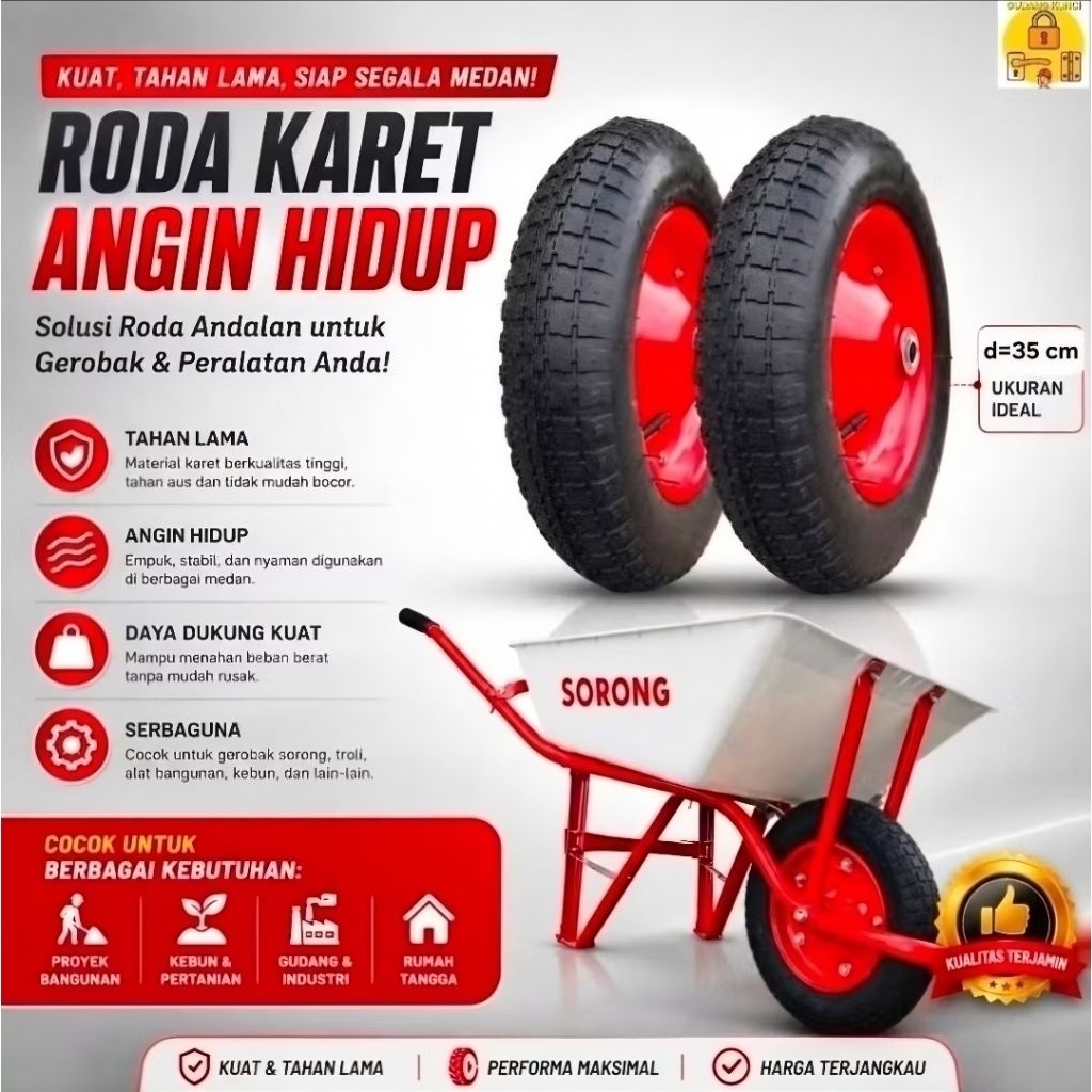 Ban Gerobak Hidup + Velg Pelg / Ban Arco / Ban Kereta sorong / Roda gerobak / Ban Grobak / Ban Hidup