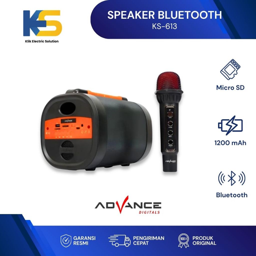K.E.S - Advance KS-613 Speaker Bluetooth Portable With Mic Wireless Karaoke Recharger USB