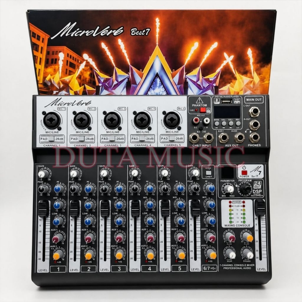 Mixer Audio Microverb Best 7 7channel Original Mixer Microverb Best7 mixing 7 ( Bisa COD )