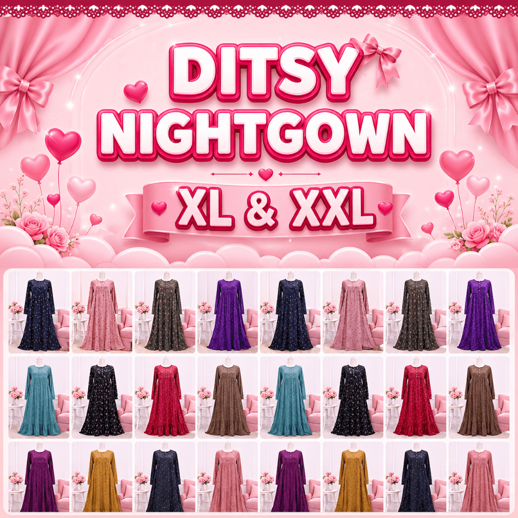 4. Ditsy July Gamis muslimah - XL & XXL 3XL:Airela, Annama, Faeleen, Inaia, Kylo, Lou, Mylan, Onaiva