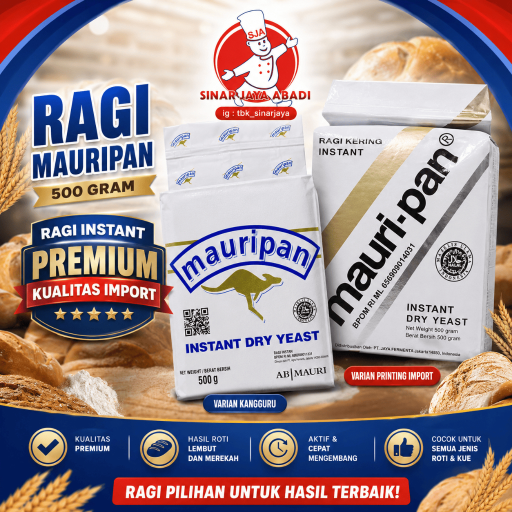 Ragi Instant Mauripan ,Mauripan Kangguru 500Gram -Premium ,Mudah digunakan