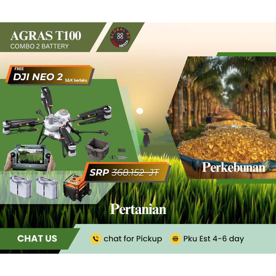 DJI Agras T100 Combo Generator Drone Penyemprotan Pertanian Perkebunan