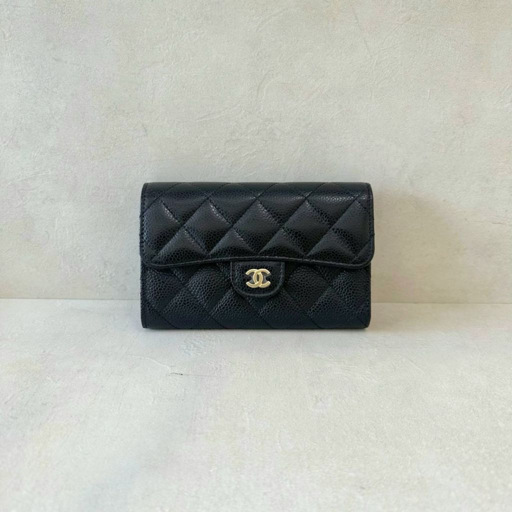 Chanel Trifold Medium Black Caviar GHW