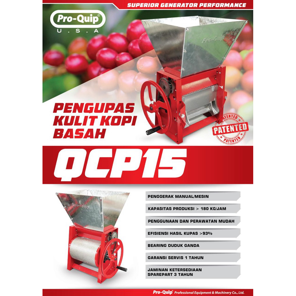Mesin Giling Kopi Basah Manual Pro Quip QCP-15 | Mesin Pulper