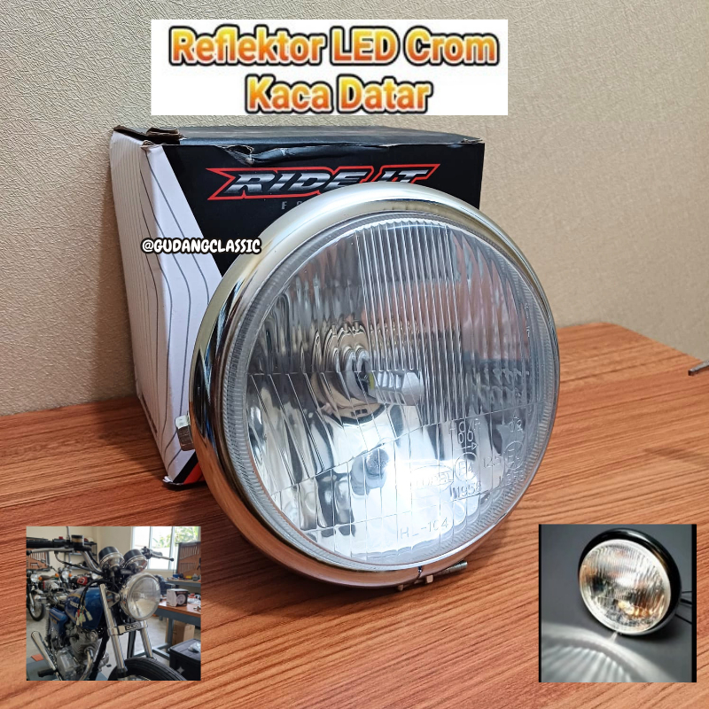 Lampu Depan CB Pesek Autopal LED Headlamp Jute Datar GL Tiger Megapro