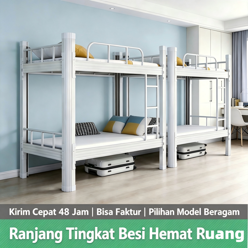 Ranjang Susun Besi Kokoh Tidak Mudah Rusak Tempat Tidur Asrama Pabrik Sekolah Kamar Kos