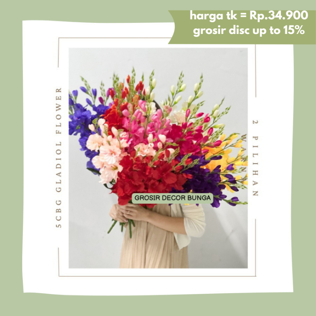 TT 5 CBG BUNGA GLADIOL FLOWER Artificial 65 cm/ Bunga Palsu/ Bunga Plastik/ Bunga Kain/ Bunga Dekora