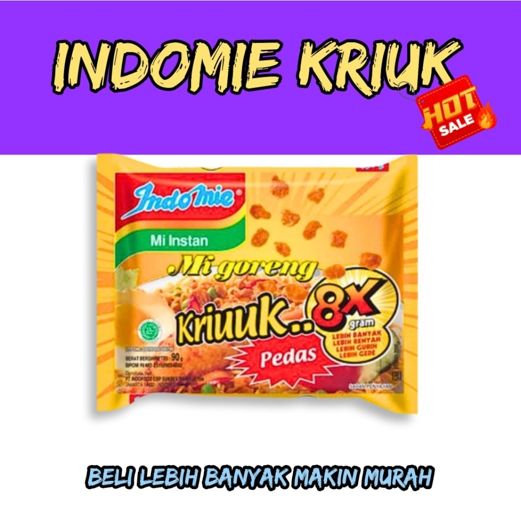 MIE INSTAN INDOMIE KRIUK PEDAS 8X MURAH