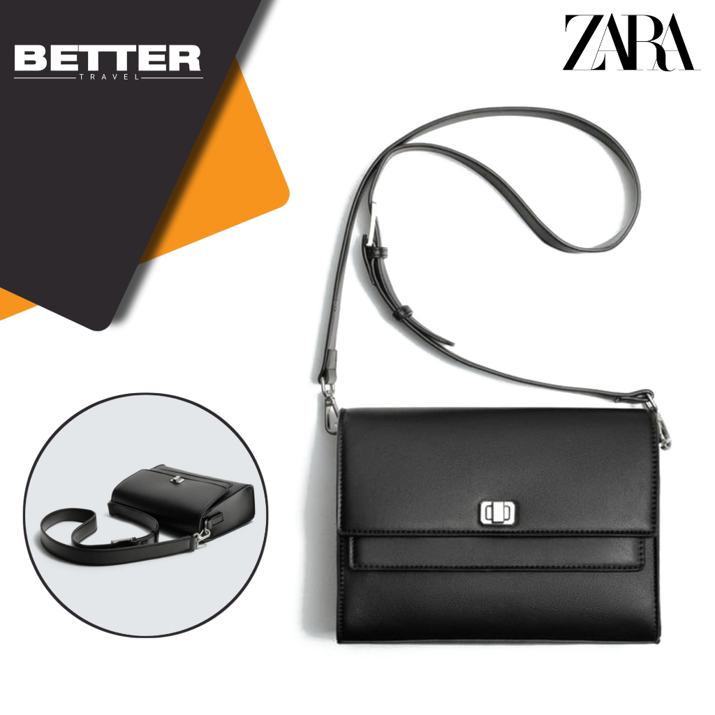 ZARA tas selempang crossbody bag kasual formal pria hitam
