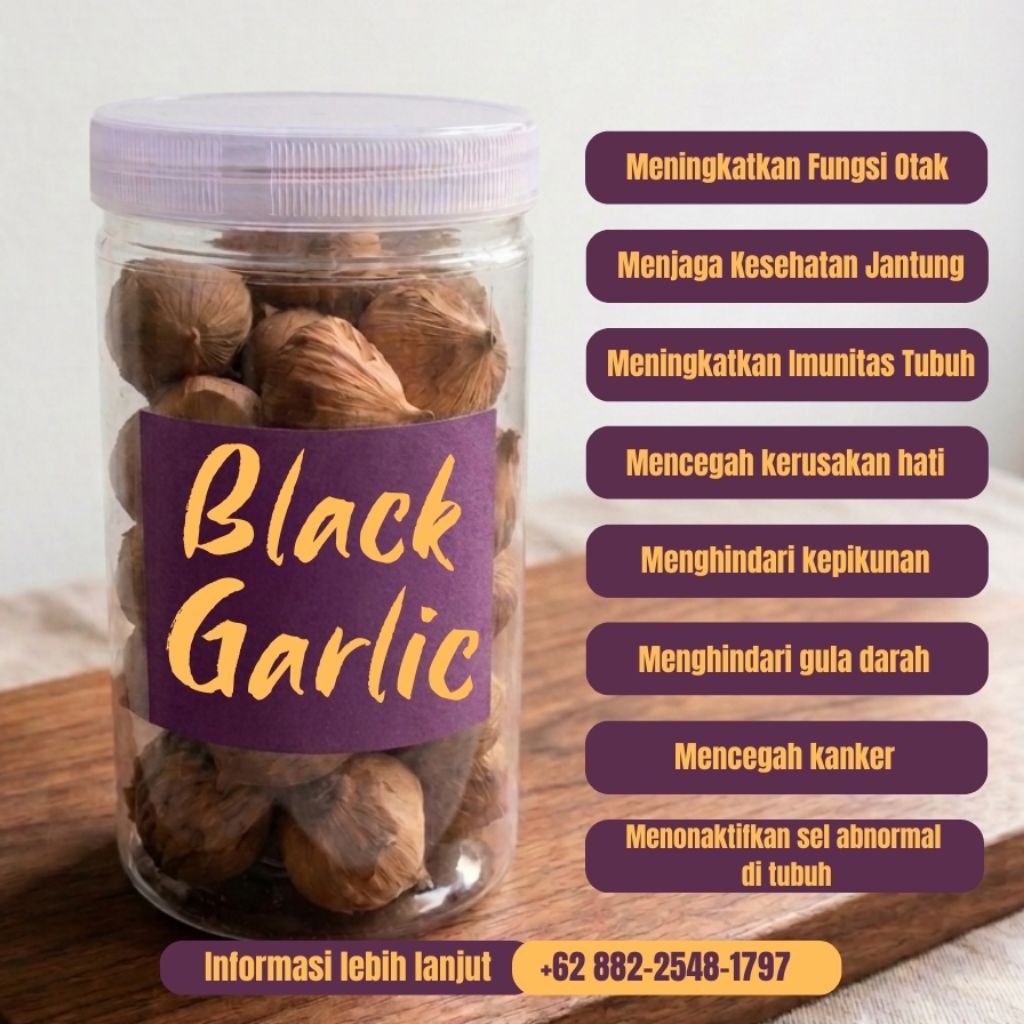 Black garlic (bawang hitam tunggal) 100% ori, kemasan 150 gram