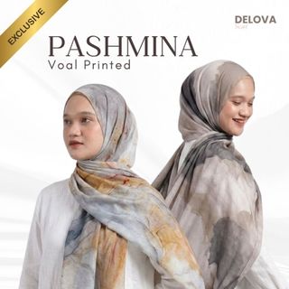 Delova Scarf - Pashmina Voal Printed Arabian Pashmina Hijab Shawl Premium  (Pashmina Motif Bahan Voal)