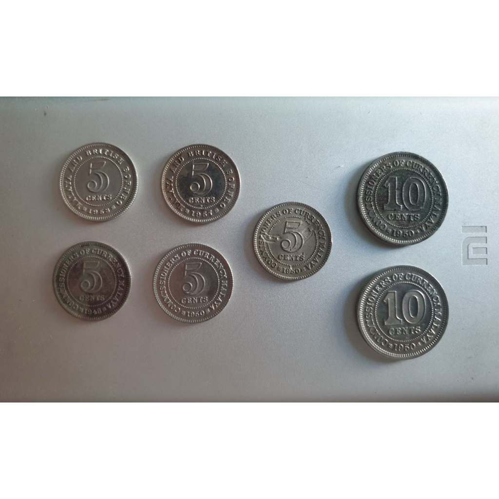 7 keping coin cents 5 & 10 cents Ori