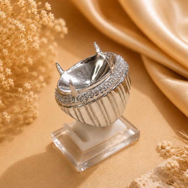Ring/Emban Cincin Alpaka Super Jumbo - Oval 25x18 mm