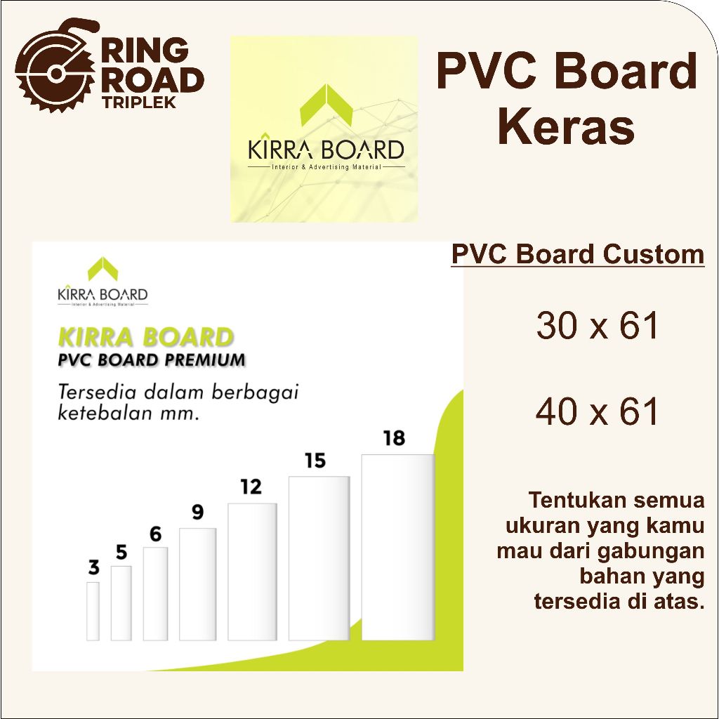 PVC Board 18mm ukuran custom