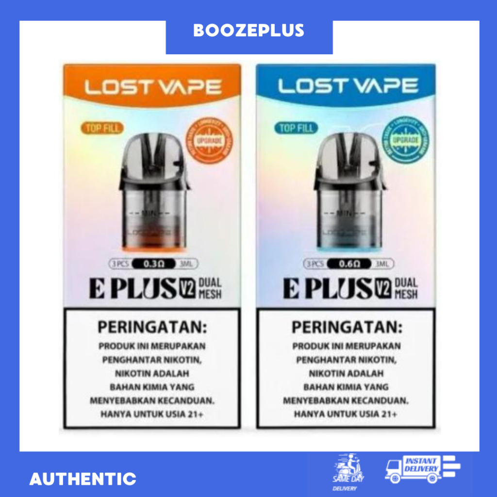 NEW EDITION CARTRIDGE LOST VAPE E PLUS V2 DUAL MESH COMPATIBLE FOR E40 & THELEMA ELITE 40 AUTHENTIC 