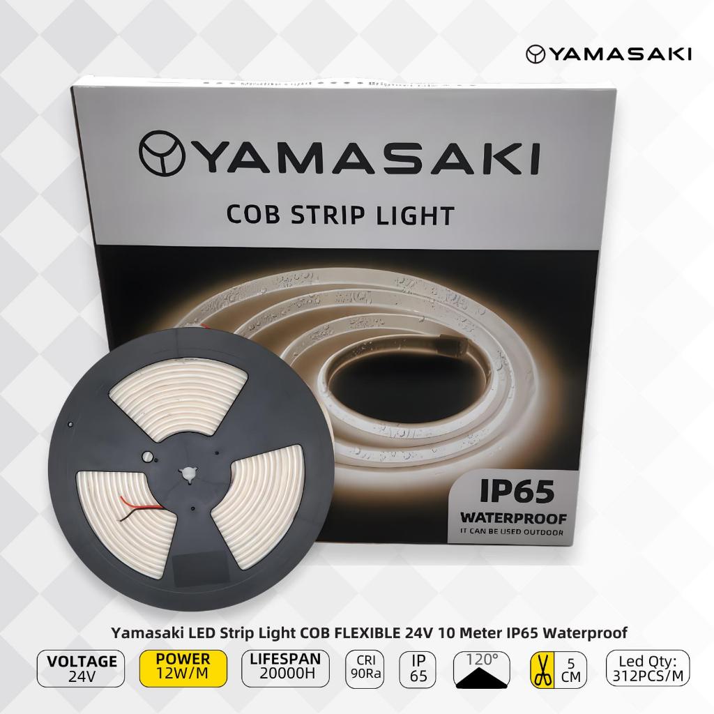 Yamasaki LED Strip Light COB FLEXIBLE 24V 10 Meter IP65 Waterproof PREMIUM QUALITY cahaya 2700k 3000
