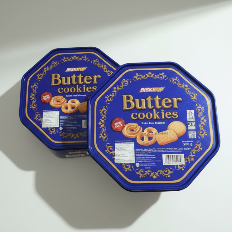 Biskitop Butter Cookies 260gr / Biskitop Butter Cookies 260gr / Box Plastik Hexagonal