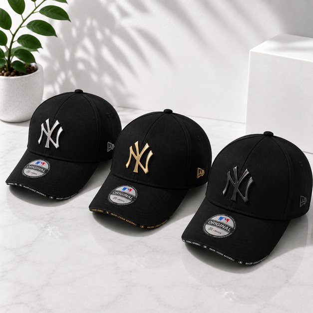 TOPI BASEBALL LOGO PLAT BESI METAL NY Adjustable