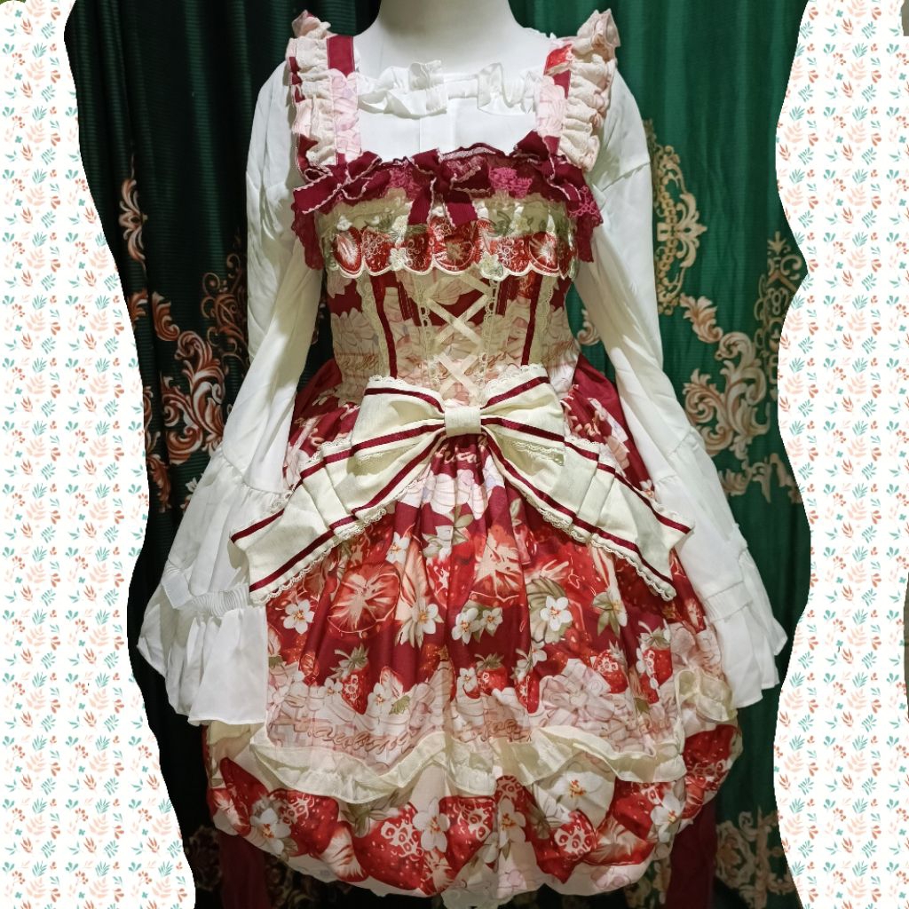 TANPA INNER Dress ballon lolita strawberry