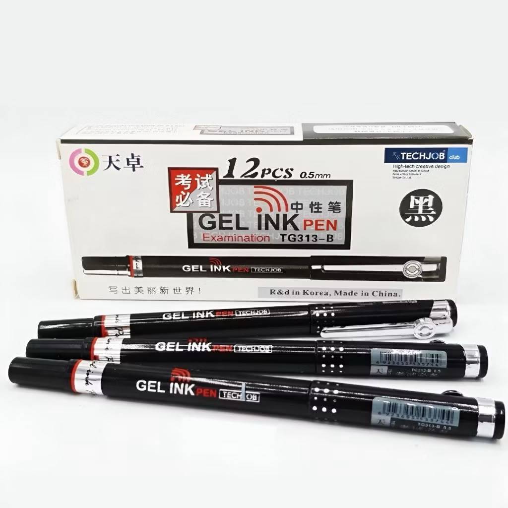 Bolpoin Gel TECHJOB 0.5 mm TG313-B Berkualitas Pulpen Ballpoint Bolpen