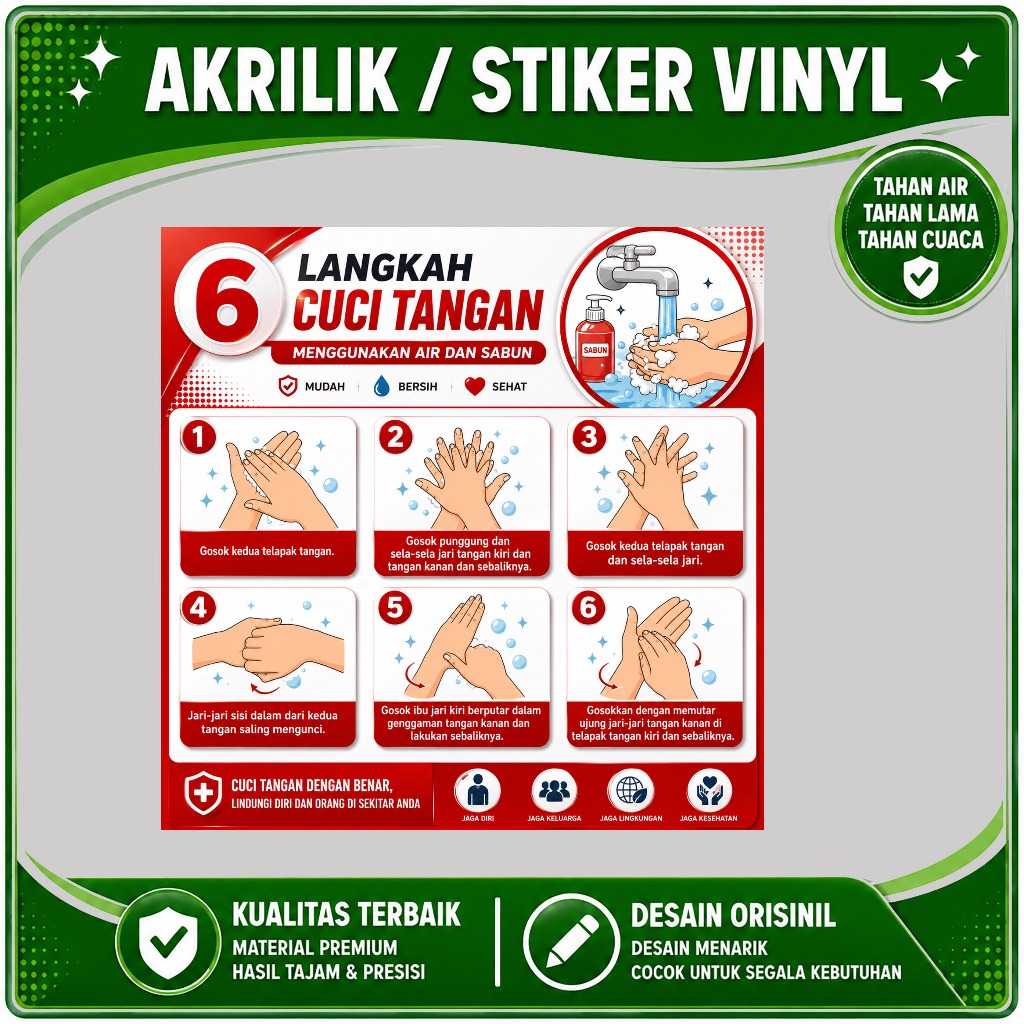 STIKER 6 LANGKAH CUCI TANGAN