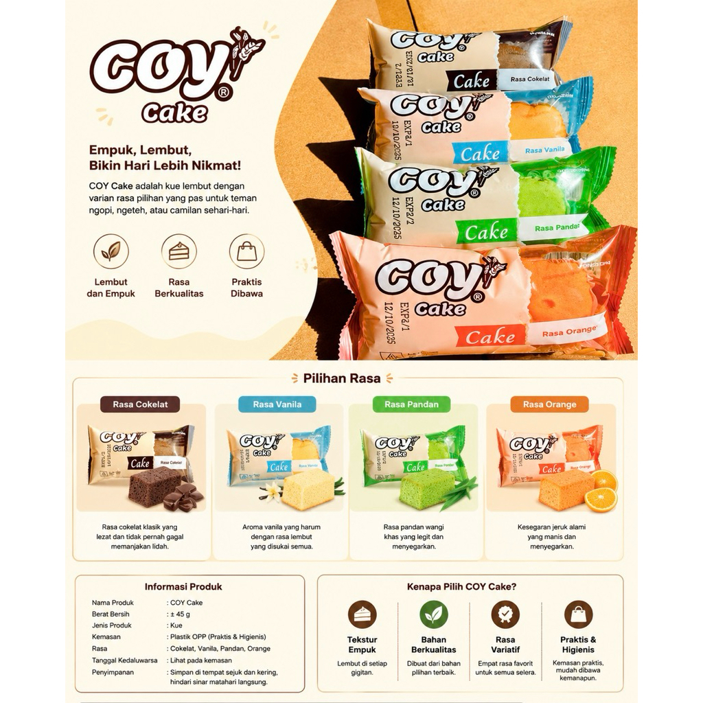 COY CAKE LONG | ROTI COY LEMBUT | 4 RASA | ISI 60 PCS