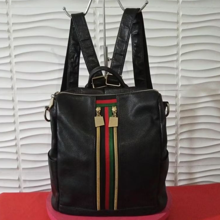 TAS SECOND RANSEL KULIT ASLI WARNA HITAM V I N E Y