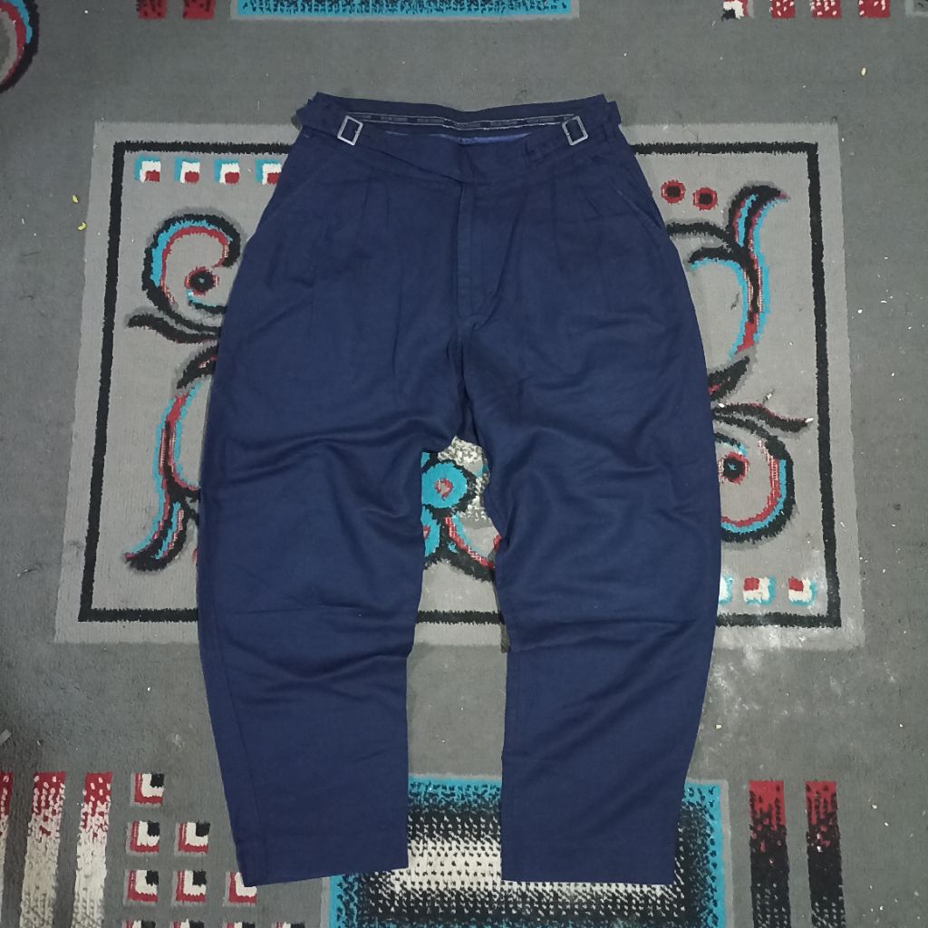 Beslow Standard Gurkha Long Pants Pleated Trousers Celana Panjang Baggy Navy