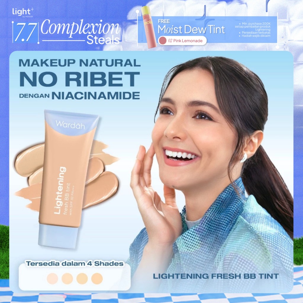 WARDAH BB Tint Lightening Fresh BB Tint 30ml - Base Makeup Super Ringan yang Diformulasikan dengan S