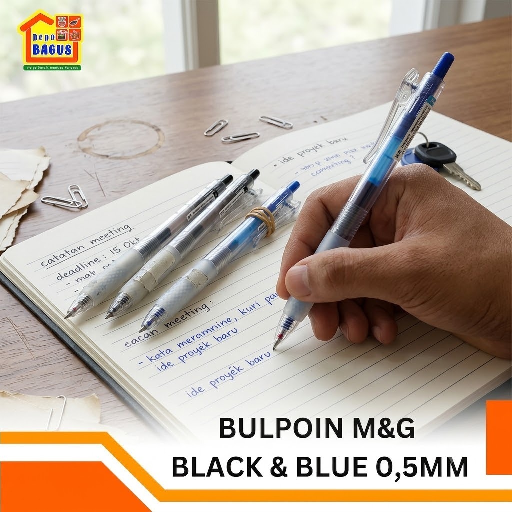 M&G Titan Gel Pen 0.5mm 1 Pcs All Color Original Baru Tinta Hitam & Biru