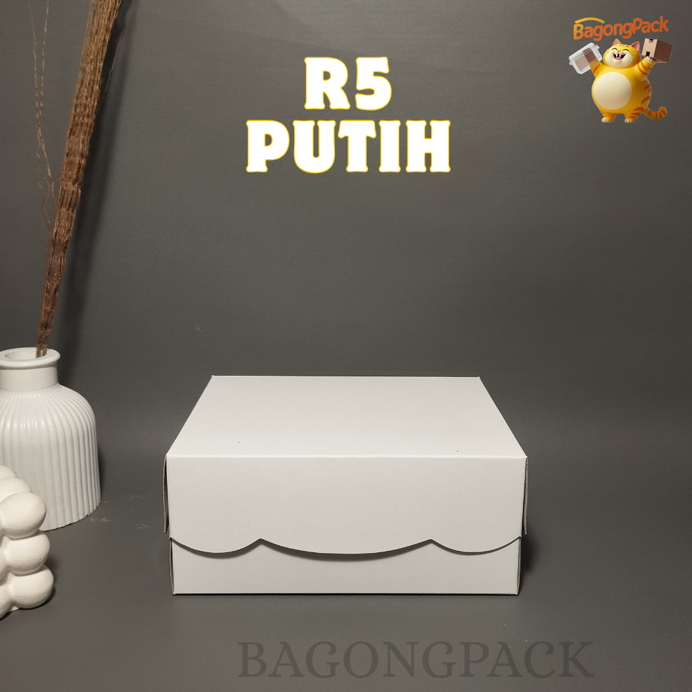 100 LEMBAR DUS KOTAK KUE R5 PUTIH DUPLEX AK KETEBALAN 310GSM NON LAMINASI