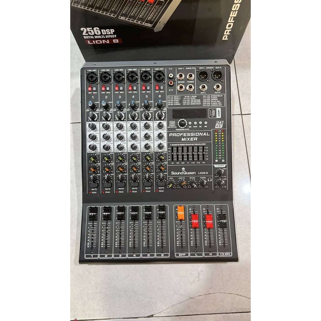 Mixer Audio Soundqueen Lion8 Lion-8 Lion 8 Original 8 Chanel Garansi Resmi 8Ch USB Bluetooth Soundca