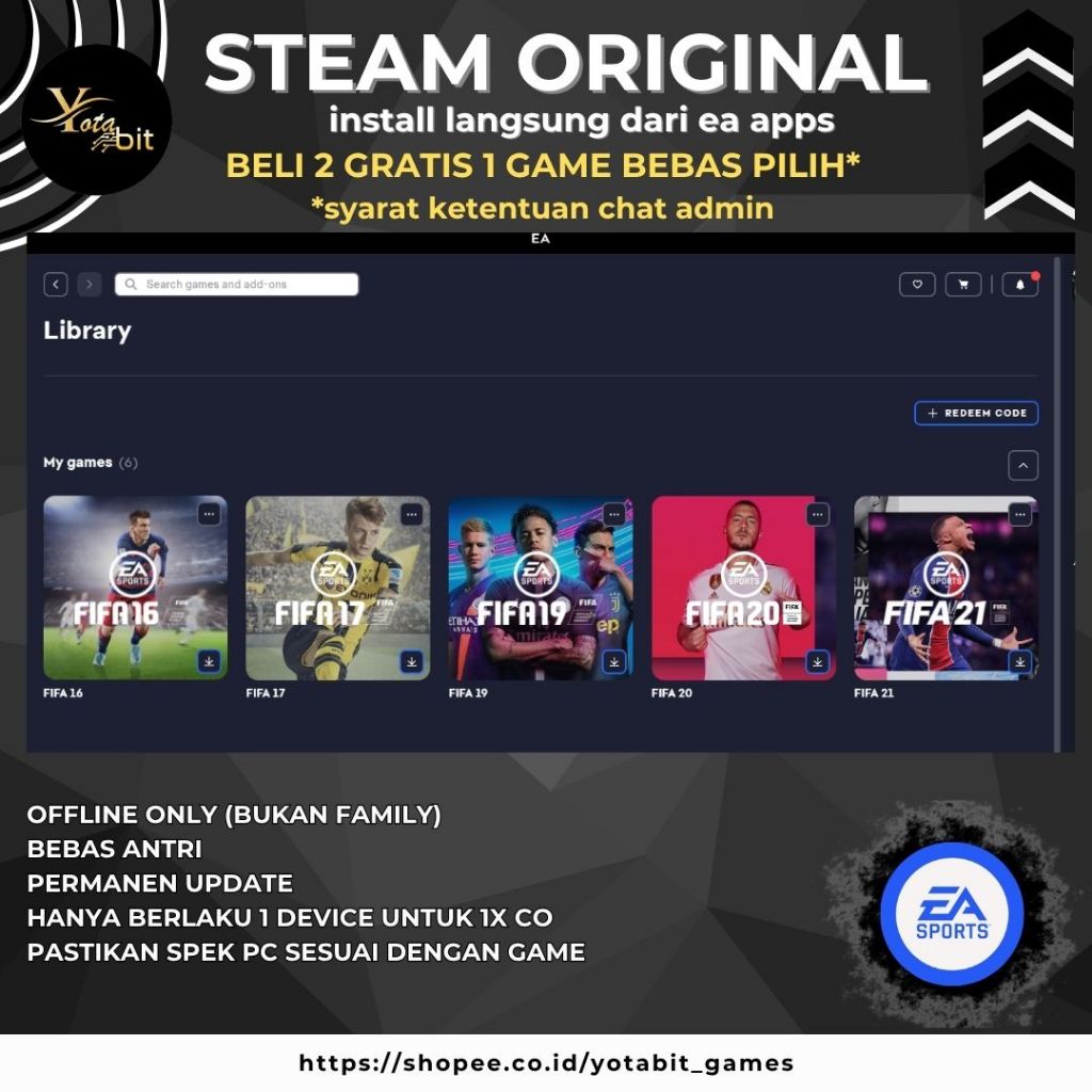FIFA 16 , 17 , 19 , 20, 21 PC Original EA LAUNCHER BUNDLING Game