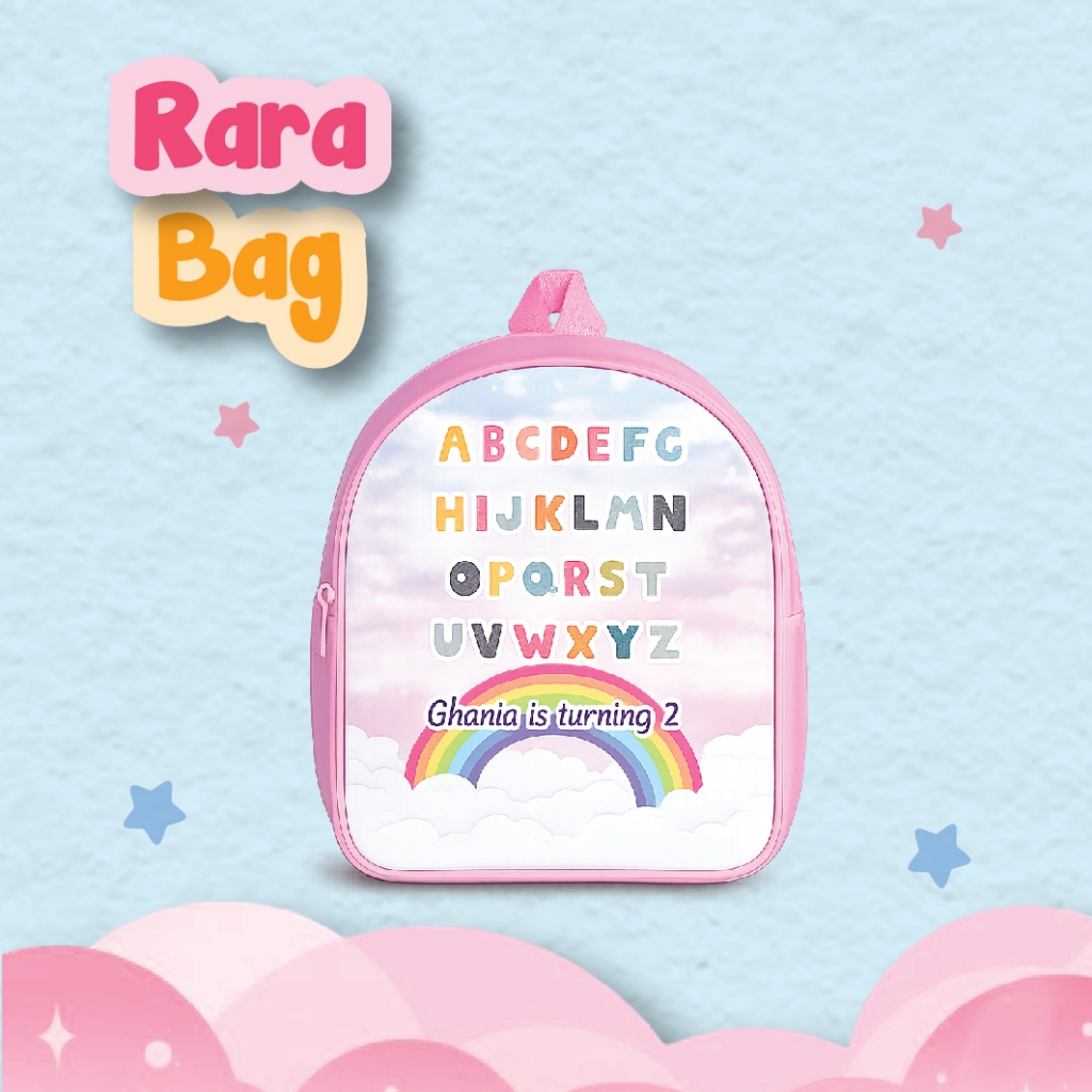 RARA RANSEL/ TAS ULTAH CUSTOM/TAS CUSTOM MURAH/SOUVENIR ULTAH/TAS CUSTOM/NAMA/FOTO/TAS TERLARIS
