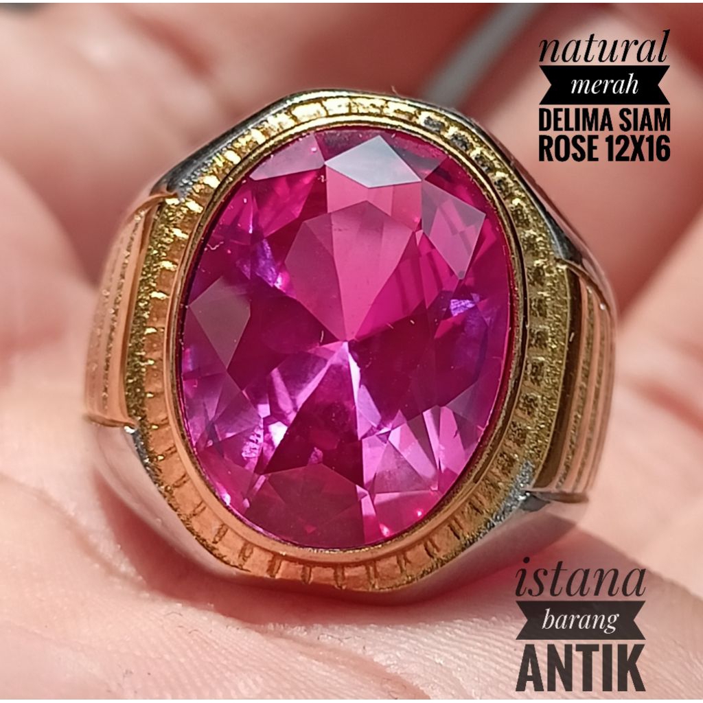 CINCIN NATURAL BATU MERAH DELIMA SIAM ROSE BANGKOK FULL CUTTING ASLI MEWAH & ELEGAN