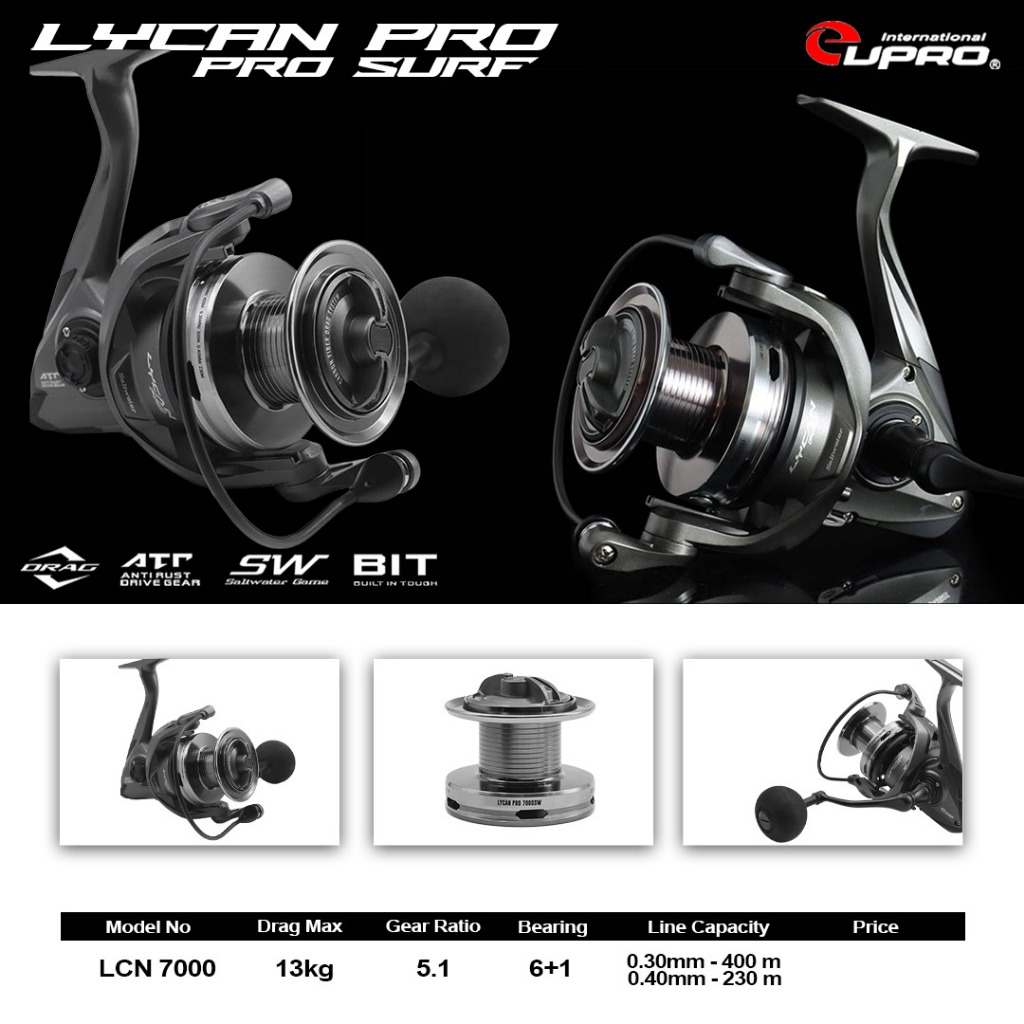 REEL PANCING EUPRO LYCAN PRO SURF LCN 7000 SPINNING SALTWATER | 6+1 BEARING