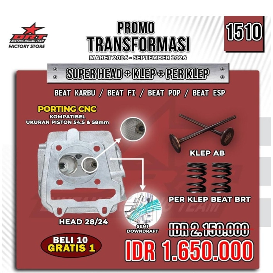 SUPER HEAD BRT  28/24 PORITNG CNC – BEAT FI – BAET ESP – BEAT KARBU – BEAT STREET – BEAT POP – SCOOP