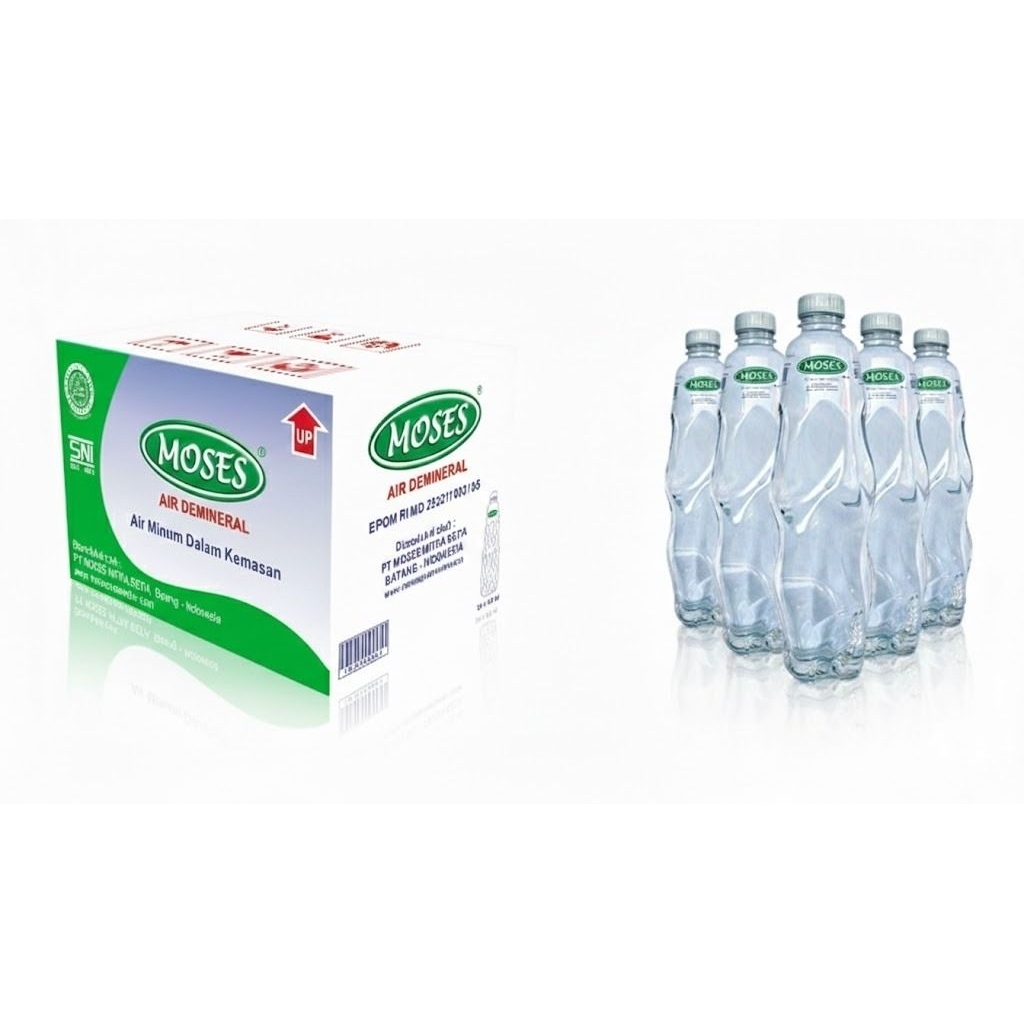 Air Minum Demineral Moses Pure Water Btl 600ml Isi 24