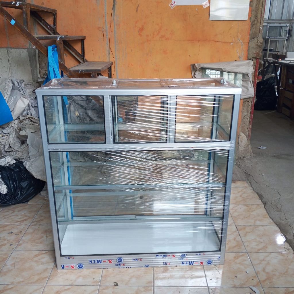 etalase 1 meter 3 kotak beras