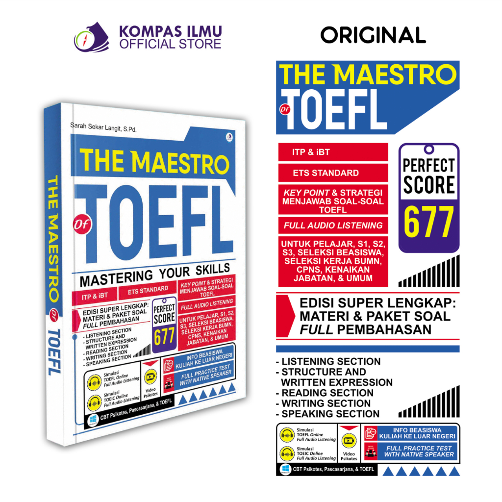 Buku Tes TOEFL The Maestro of TOEFL ETS STANDARD Sesuai untuk Persiapan TOEFL ITP dan iBT