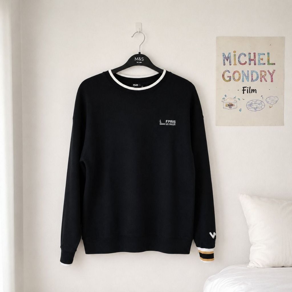 WV PROJECT x MICHAEL GONDRY film cinema Crewneck Black Sweater size L
