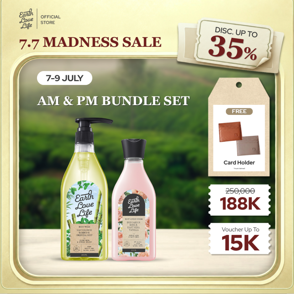 [AM & PM BUNDLE FREE CARD HOLDER] Earth Love Life Body Wash 450ml & Body Lotion 250ml | Sabun Wangi 