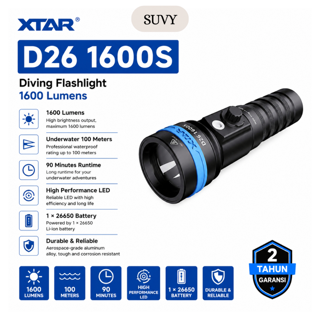 Xtar D26 1600S Diving Flashlight 1600 Lumens