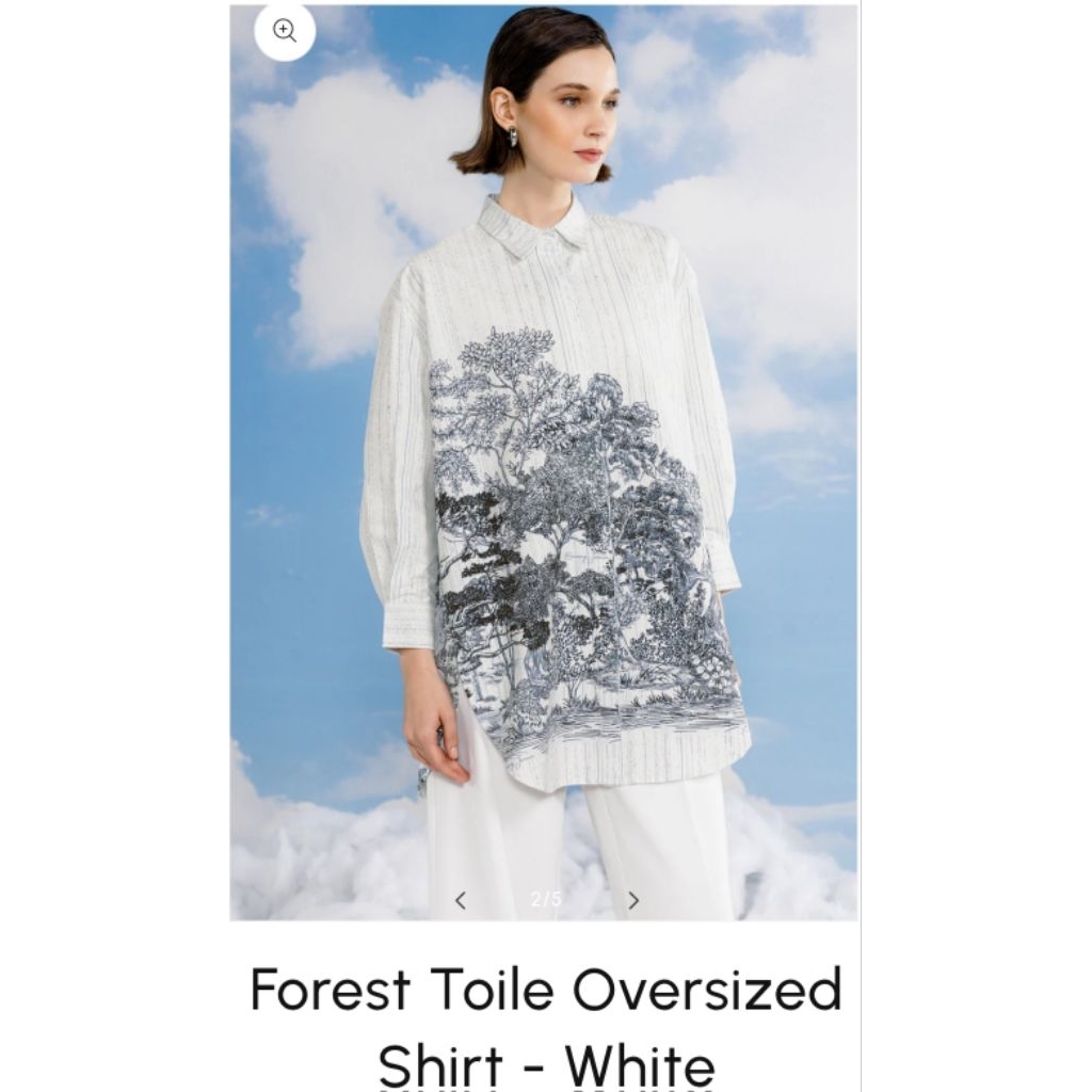 Preloved BJ Forest Toile Oversized Shirt M VVGC